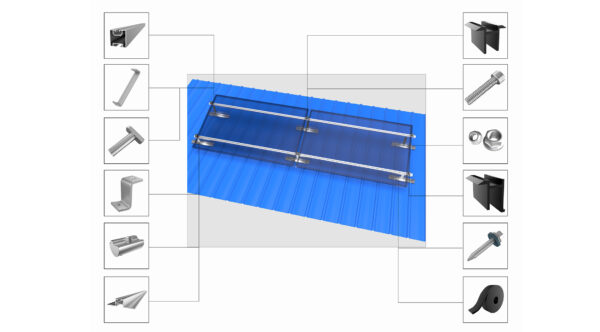 Soporte solar para tejado metálico trapezoidal